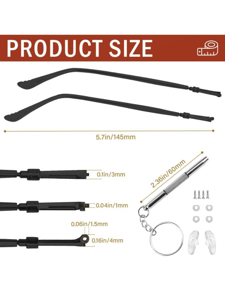 Brazos de Reemplazo para Gafas Metalicas LNQ Negro