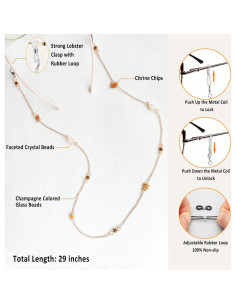 Cadena de Gafas para Mujeres Citrino-Champ con Cristales 2