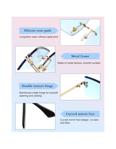 4 Pares Gafas de Sol Rectangulares Sin Montura Vintage