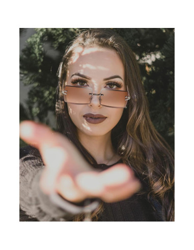 4 Pares Gafas de Sol Rectangulares Sin Montura Vintage