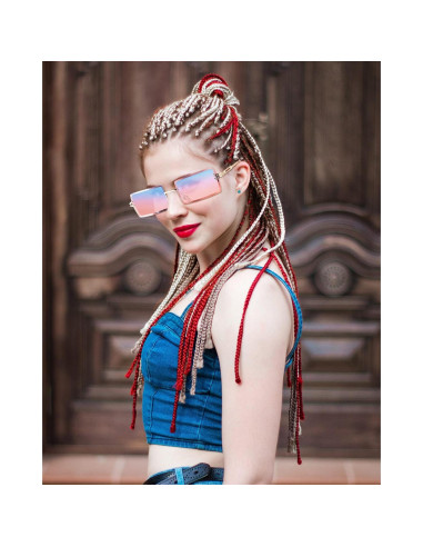 4 Pares Gafas de Sol Rectangulares Sin Montura Vintage