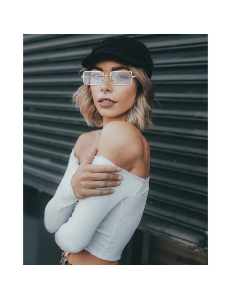 4 Pares Gafas de Sol Rectangulares Sin Montura Vintage