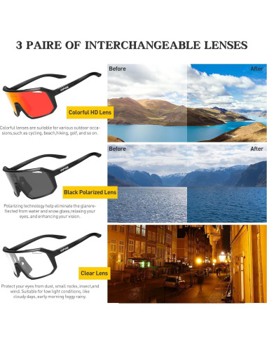 Gafas de Ciclismo KAPVOE K62 Polarizadas UV400 para Deportes
