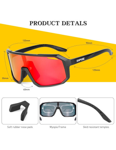Gafas de Ciclismo KAPVOE K62 Polarizadas UV400 para Deportes