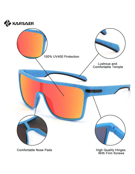 Gafas de sol Karsaer TR90 polarizadas para hombres cuadradas