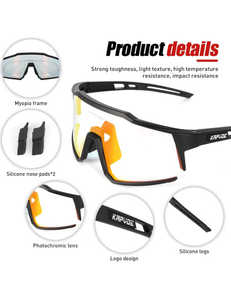Gafas de Ciclismo KAPVOE K9022 Foto-cromáticas UV400