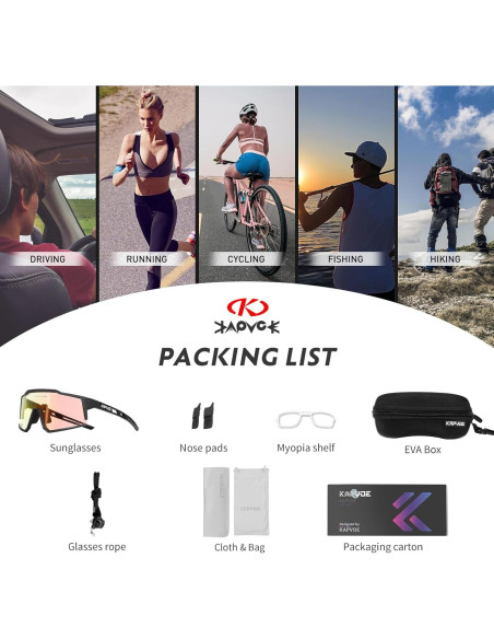 Gafas de Ciclismo KAPVOE K9022 Foto-cromáticas UV400