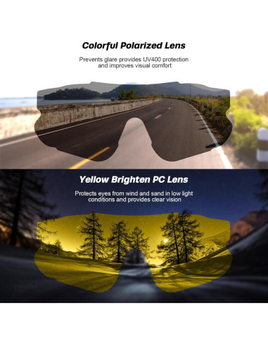 Gafas de Ciclismo Odoland UV400 Polarizadas Intercambiables