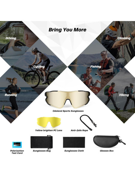 Gafas de Ciclismo Odoland UV400 Polarizadas Intercambiables
