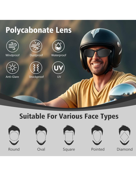 Gafas de Motocicleta UV400 2PCS Protección HD