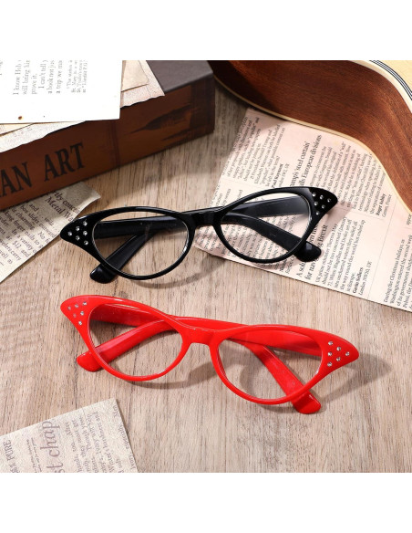 Gafas de Ojo de Gato Retro 4 Pcs con Rhinestones JJUNW