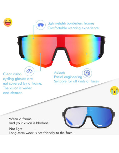 Gafas de Ciclismo Polarizadas UV400 Rojo Unisex