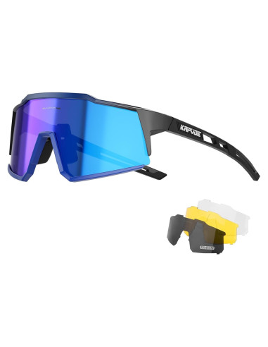 Gafas de Ciclismo KAPVOE TR90 4 Lentes Intercambiables