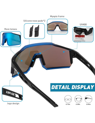 Gafas de Ciclismo KAPVOE TR90 4 Lentes Intercambiables