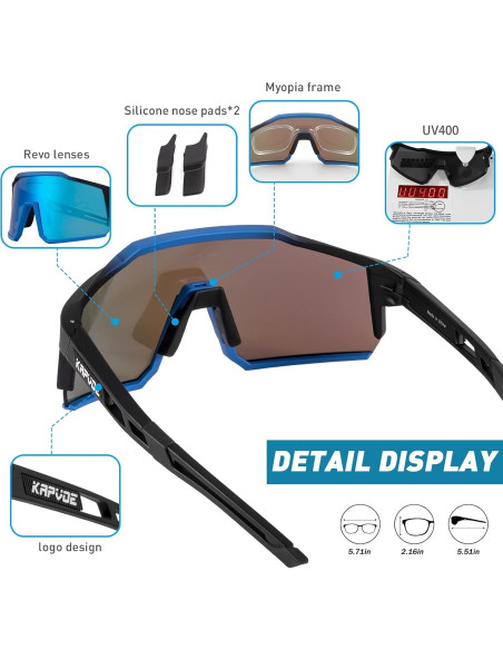 Gafas de Ciclismo KAPVOE TR90 4 Lentes Intercambiables