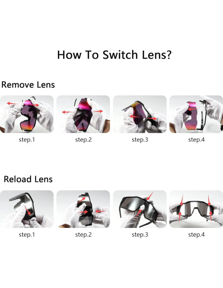 Gafas de Ciclismo KAPVOE TR90 4 Lentes Intercambiables