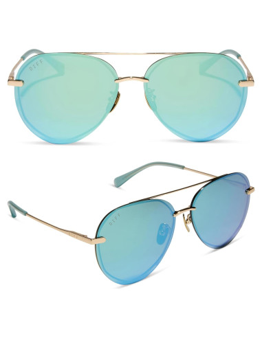 Gafas de sol aviador DIFF Lenox doradas UV400 para mujer