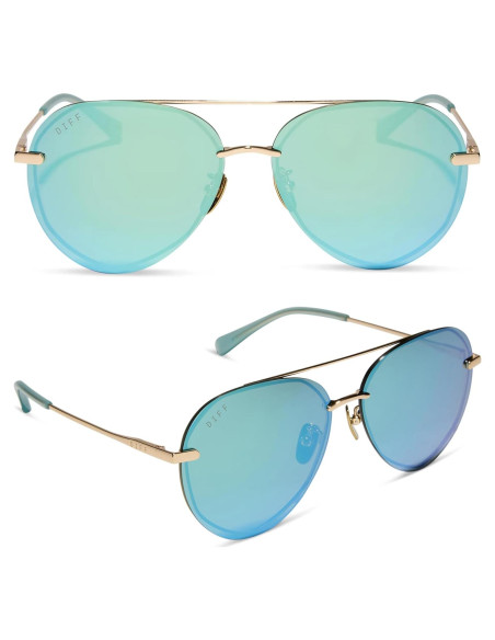 Gafas de sol aviador DIFF Lenox doradas UV400 para mujer