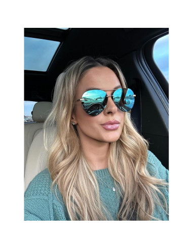 Gafas de sol aviador DIFF Lenox doradas UV400 para mujer
