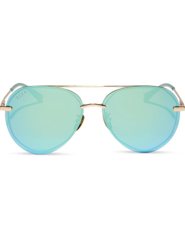 Gafas de sol aviador DIFF Lenox doradas UV400 para mujer