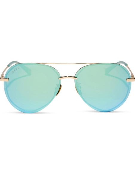 Gafas de sol aviador DIFF Lenox doradas UV400 para mujer