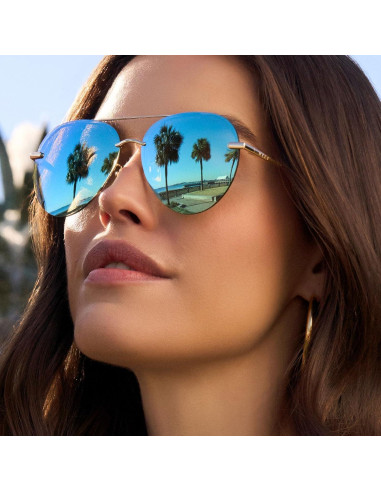 Gafas de sol aviador DIFF Lenox doradas UV400 para mujer