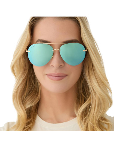 Gafas de sol aviador DIFF Lenox doradas UV400 para mujer