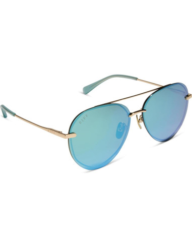 Gafas de sol aviador DIFF Lenox doradas UV400 para mujer