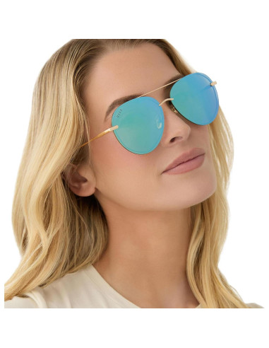 Gafas de sol aviador DIFF Lenox doradas UV400 para mujer