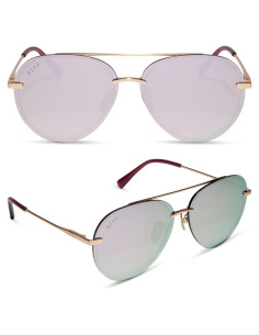 Gafas de sol aviador DIFF Lenox doradas UV400 para mujeres