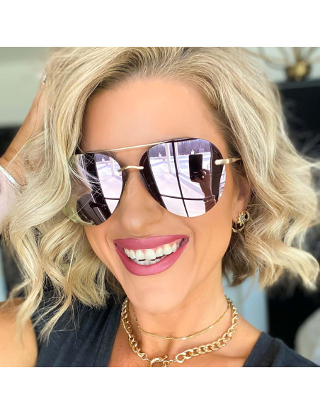 Gafas de sol aviador DIFF Lenox doradas UV400 para mujeres