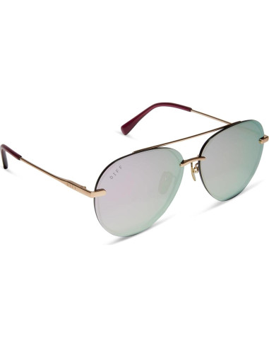 Gafas de sol aviador DIFF Lenox doradas UV400 para mujeres