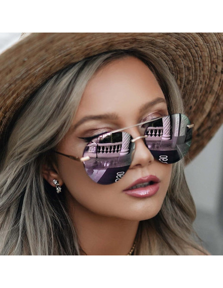 Gafas de sol aviador DIFF Lenox doradas UV400 para mujeres