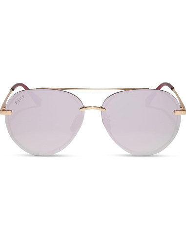 Gafas de sol aviador DIFF Lenox doradas UV400 para mujeres