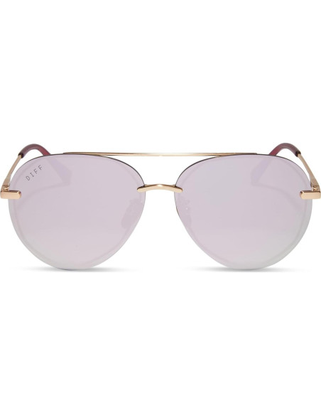Gafas de sol aviador DIFF Lenox doradas UV400 para mujeres