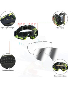 Gafas de Motocross ZukMi Unisex Verde Lente Clara 2