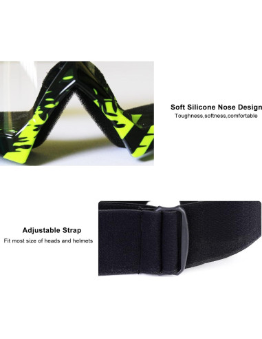 Gafas de Motocross ZukMi Unisex Verde Lente Clara