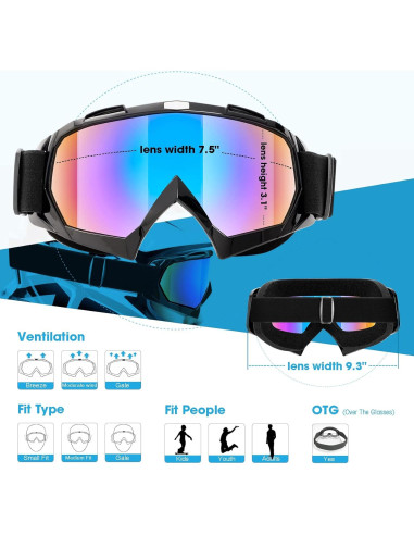 Gafas de Motocross MAMBAOUT Paquete de 2 UV Protección