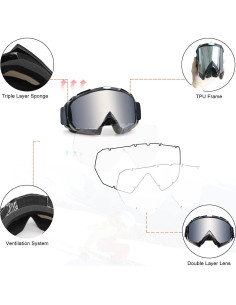 Gafas de Motocross ZukMi Marco Negro Lente Plateada 2