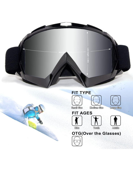 Gafas de Motocross ZukMi Marco Negro Lente Plateada