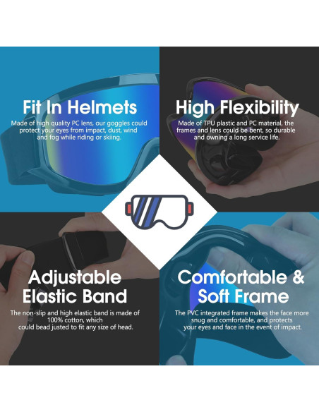 Gafas de Motocross UV400 - Marca Desconocida - Azul