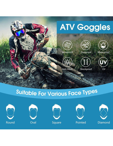 Gafas de Motocross UV400 - Marca Desconocida - Azul