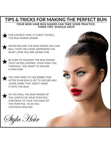 Creador de Moños Grande Styla Hair Castaño 4 Piezas