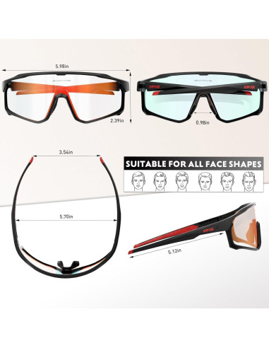 Gafas de Ciclismo Fotoquímicas KAPVOE UV400 para Adultos