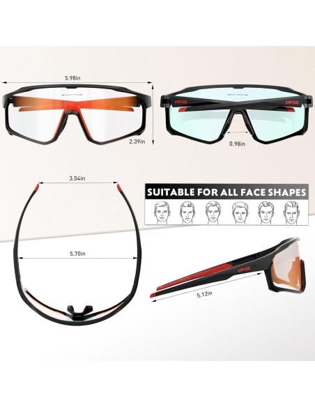 Gafas de Ciclismo Fotoquímicas KAPVOE UV400 para Adultos