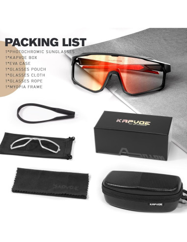 Gafas de Ciclismo Fotoquímicas KAPVOE UV400 para Adultos