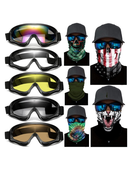 Set de 10 Accesorios para Motocicleta Immoono - Gafas y Mascarillas