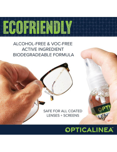 Limpiador de Lentes ECOFRIENDLY Opticalinea 3 Paquete 177 ml