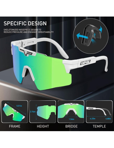 Gafas de Ciclismo KAPVOE UV400 Polarizadas Ajustables