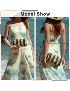 Bolso de mano de paja SUKUTU para mujeres con correa de cadena 2